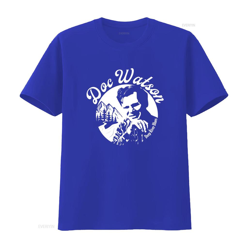 Doc Watson Deep River Blues T Shirt Vintage Style Mountain Landscape Music Tribute vintage Washed Slightly fashion homme