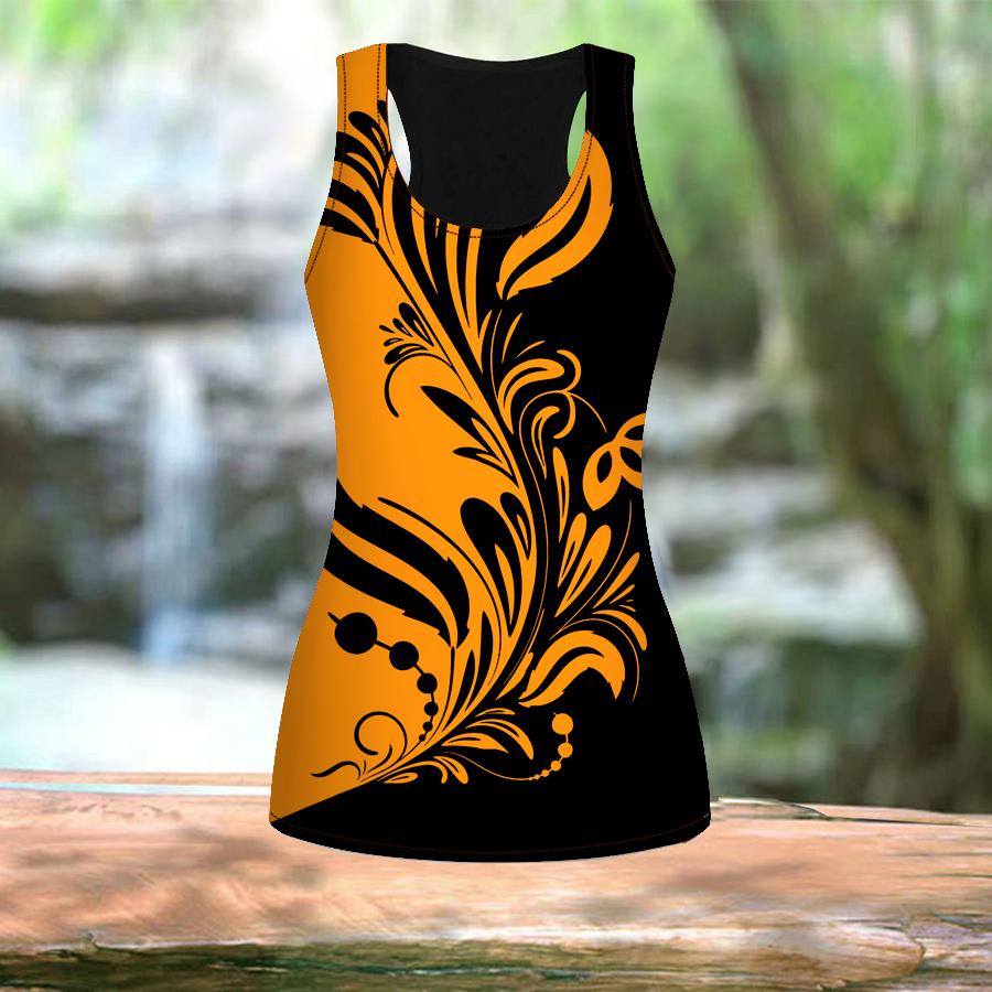 

Женские летние спортивные рубашки с 3D-зеленым принтом перьев для тренировок в тренажерном зале йоги и принтом, жилеты больших размеров 4XL оранжевый