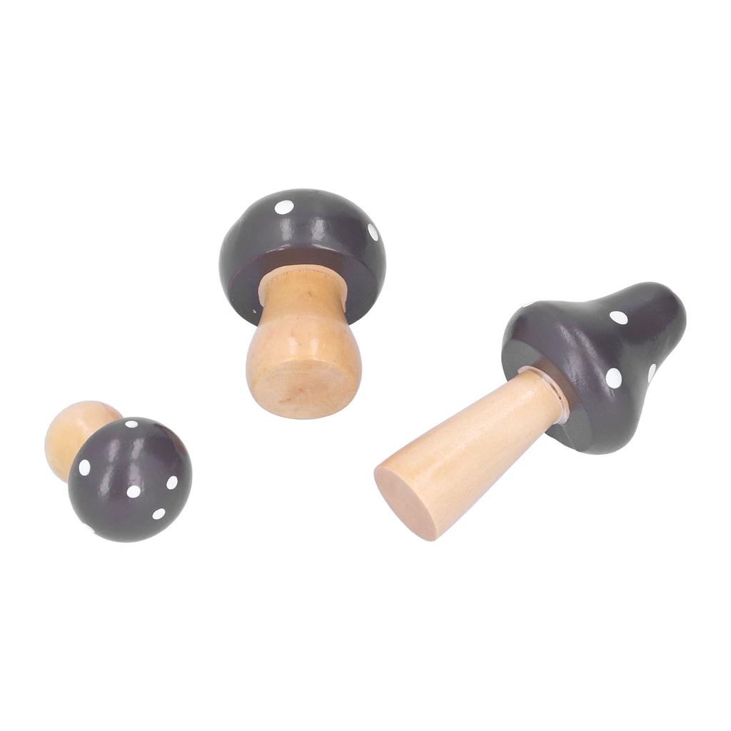 3Pcs/Set Mushroom Crafts Innovative Cute Wooden Ornaments Home Office Desktop DecorationBrown