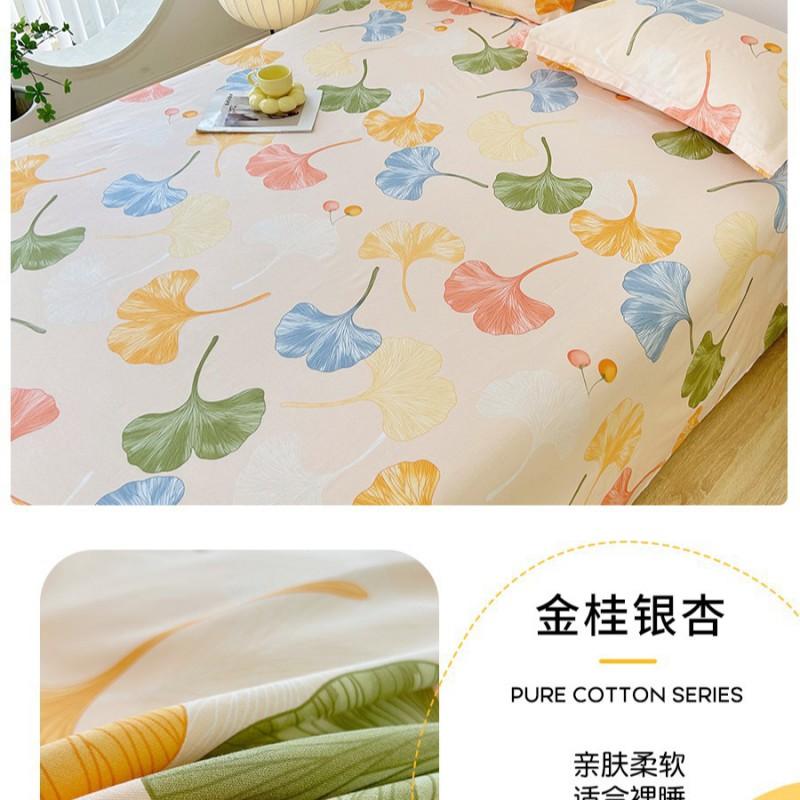 100% Cotton Single Bed Sheet Set Lightweight Breathable Student Dorm Bedding With Pillowcase Stripe