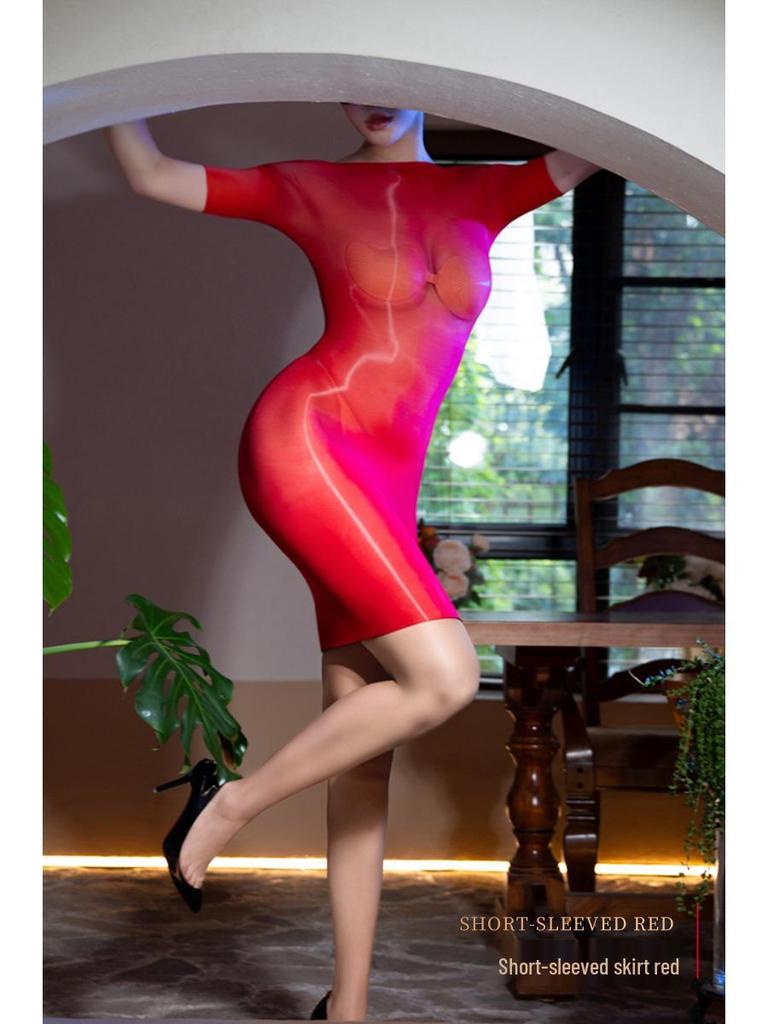 Ölglänzendes Seidiges Trägerkleid - Nische High-End Hüftbetonendes Einteiliges Rock