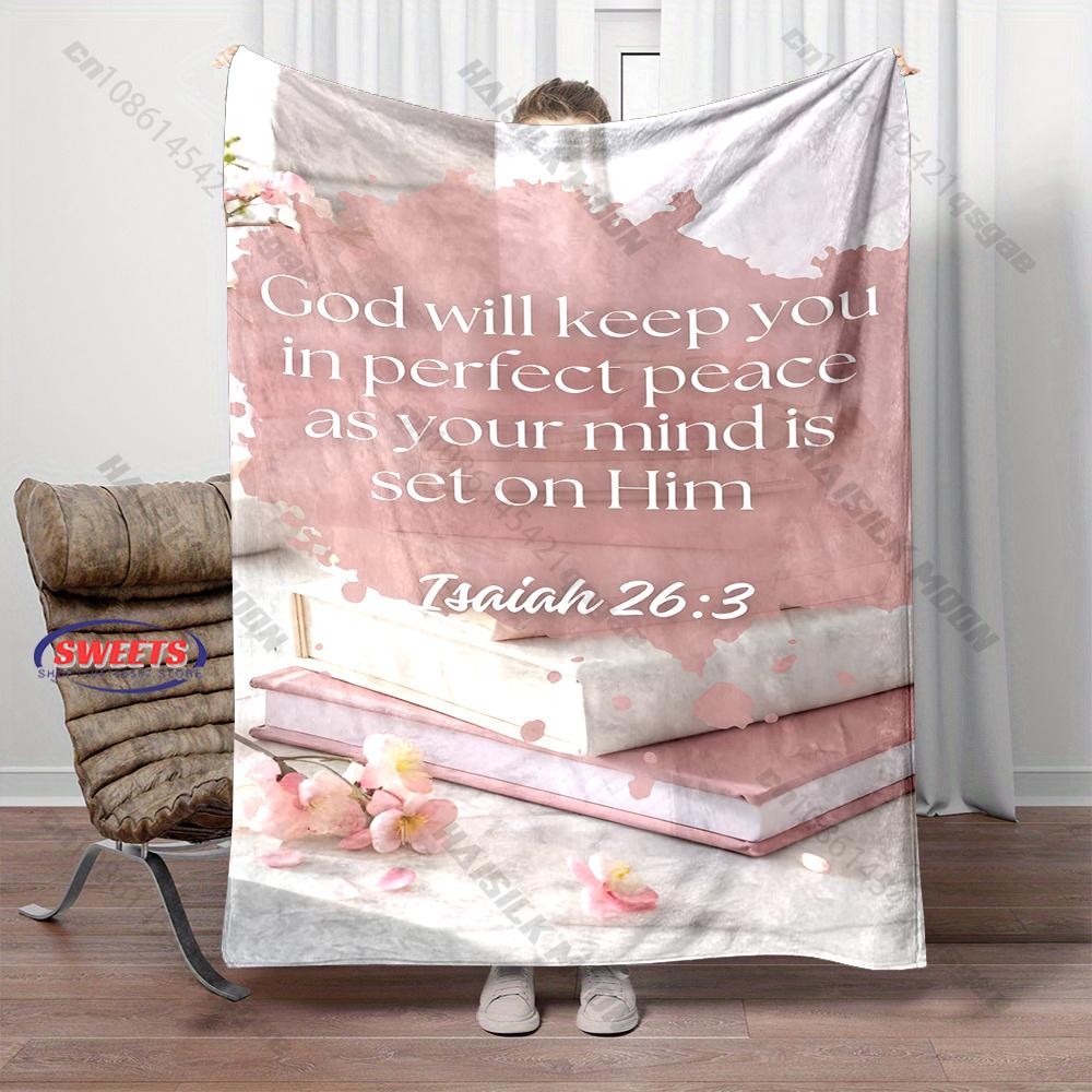 2026 New Christian Bible Verse Print Blanket Warm and Soft Home Travel Blanket Sofa Bedding Cover Blankets Nice Gift for Friends
