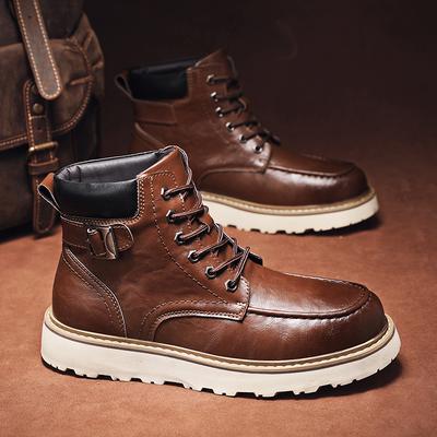 Outdoor Leder Herren Slipper Stiefel Plateauschuhe Luxusmarke Herren Winter Plüsch Schneestiefel All-Match Herren Motocross Stiefel
