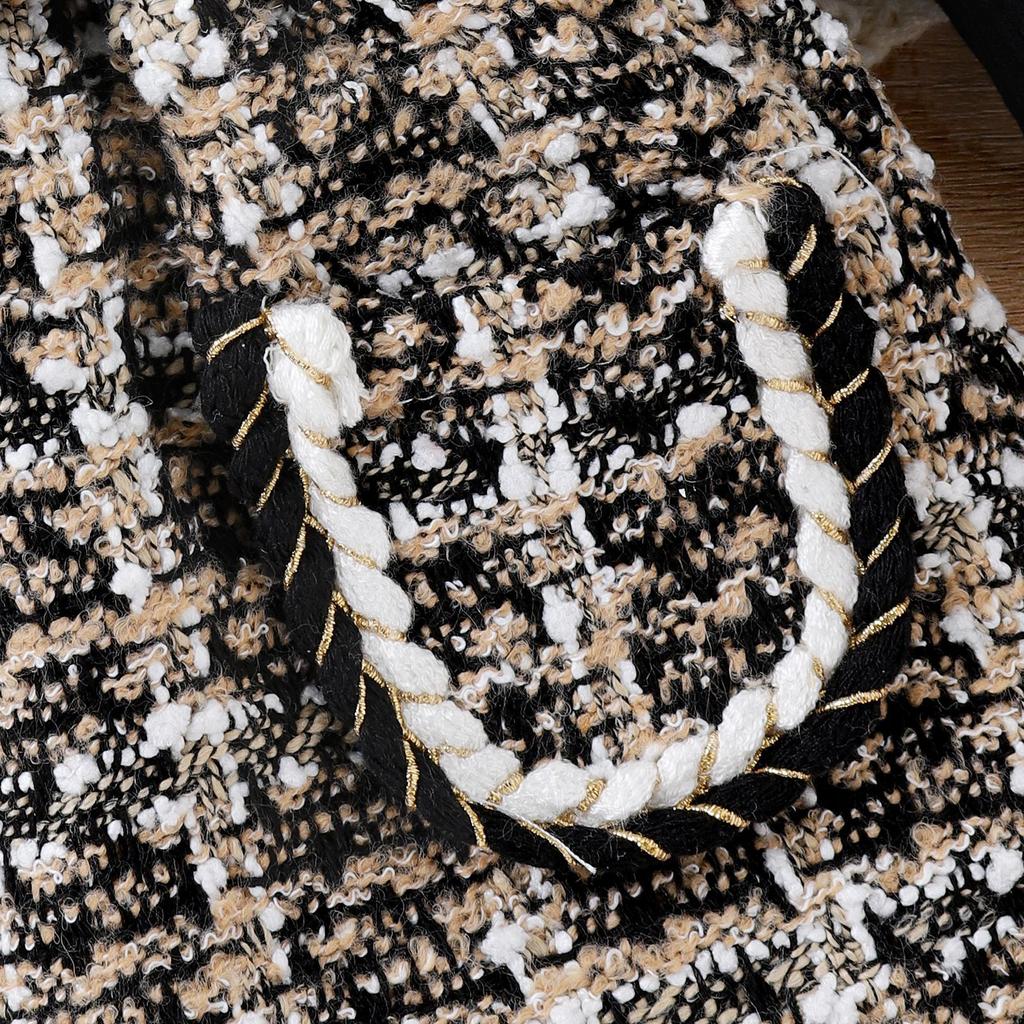 Children's Clothing Girls Autumn Winter Mid-Neck Long Sleeve Woven Tweed Short Skirt Belt Trendy Style Toddler Outfit