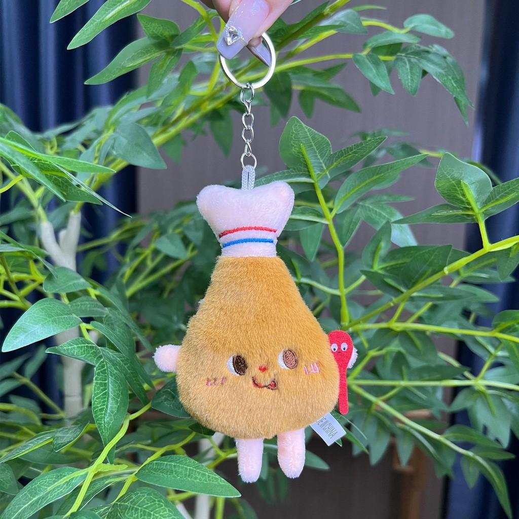 

Cartoon French Cute Fries Hamburger And Hot Dog Plush Keychains Figures Mini Chicken Leg