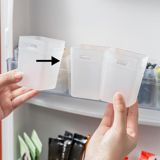 2Pcs Refrigerator Storage Box Transparent Buckle Design PP Fridge Side Door Food Holder for Kitchen