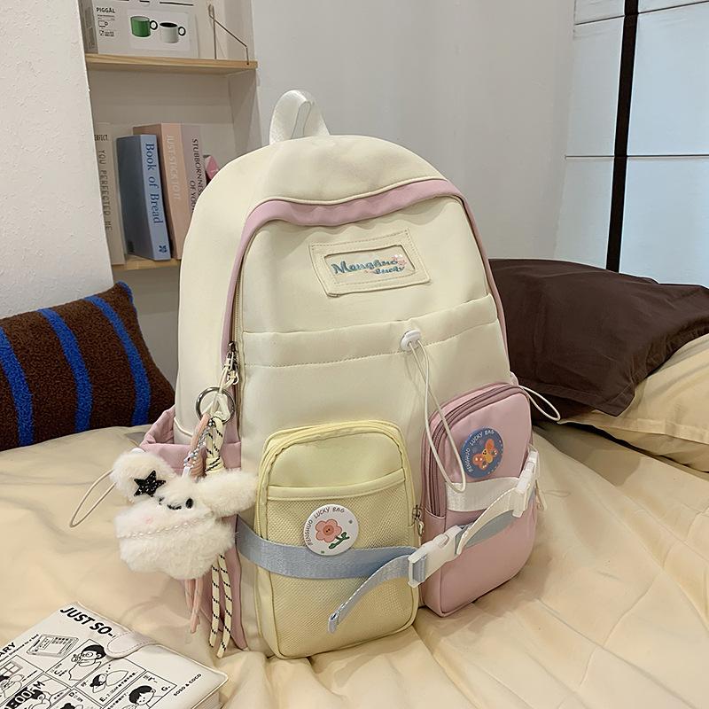 Großer Rucksack Damen 2025 Neu Hochwertig Mode Kontrastfarbe Mittelschüler Schultasche Studentin Reiserucksack