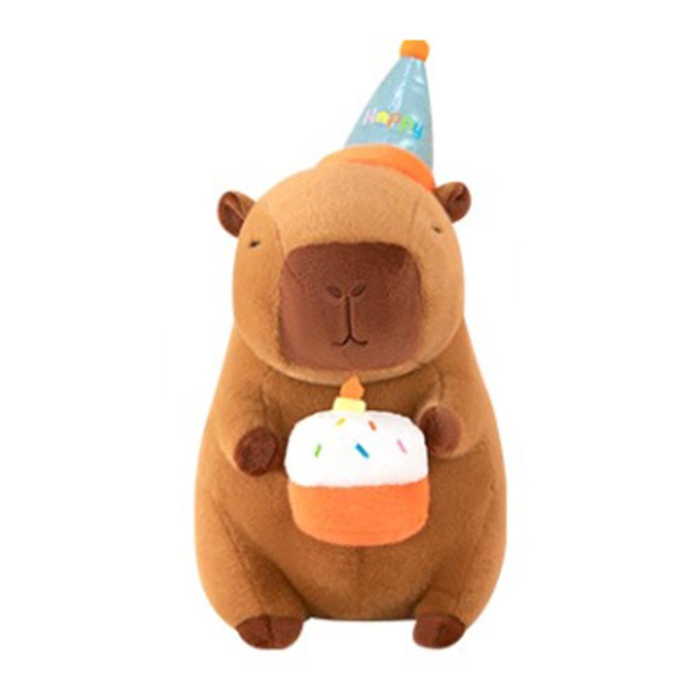 Cake Capybara Plush Doll Wearing Top Hat Capybara Fluffty Doll Capybara Plush Toy  Kid Toy