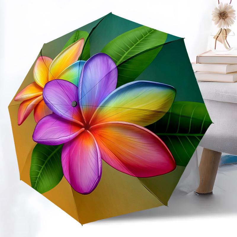

1pc Tropical Flowers Automatic Umbrella - Automatic Opening And Closing, Sturdy Iron Frame, Formal Occasions yy251018119
