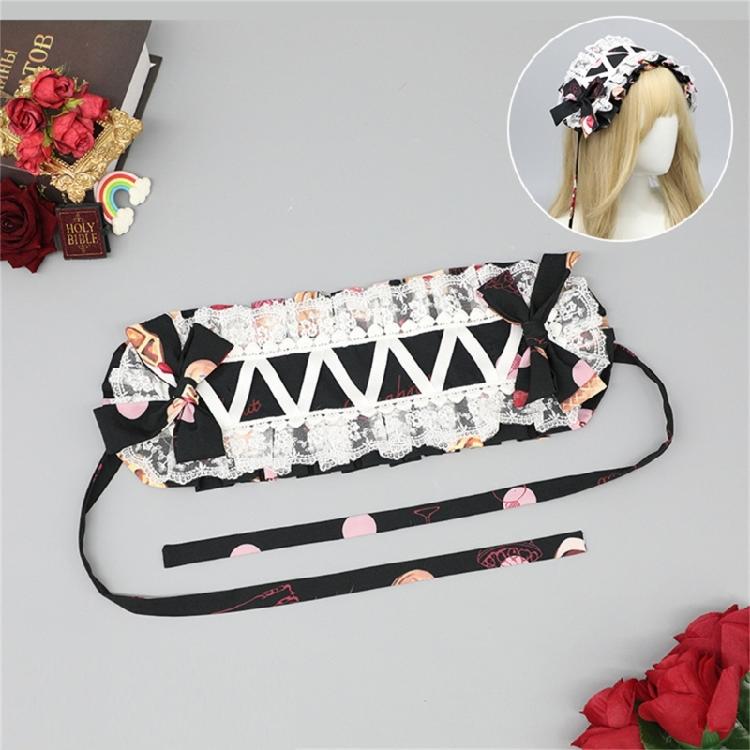 Stilvolles Spitzen-Haarband Armstulpen Anime-Maid-Kostüm Requisiten Kopfschmuck Für Damen Teenager Japanische Animation Event Kopfstück