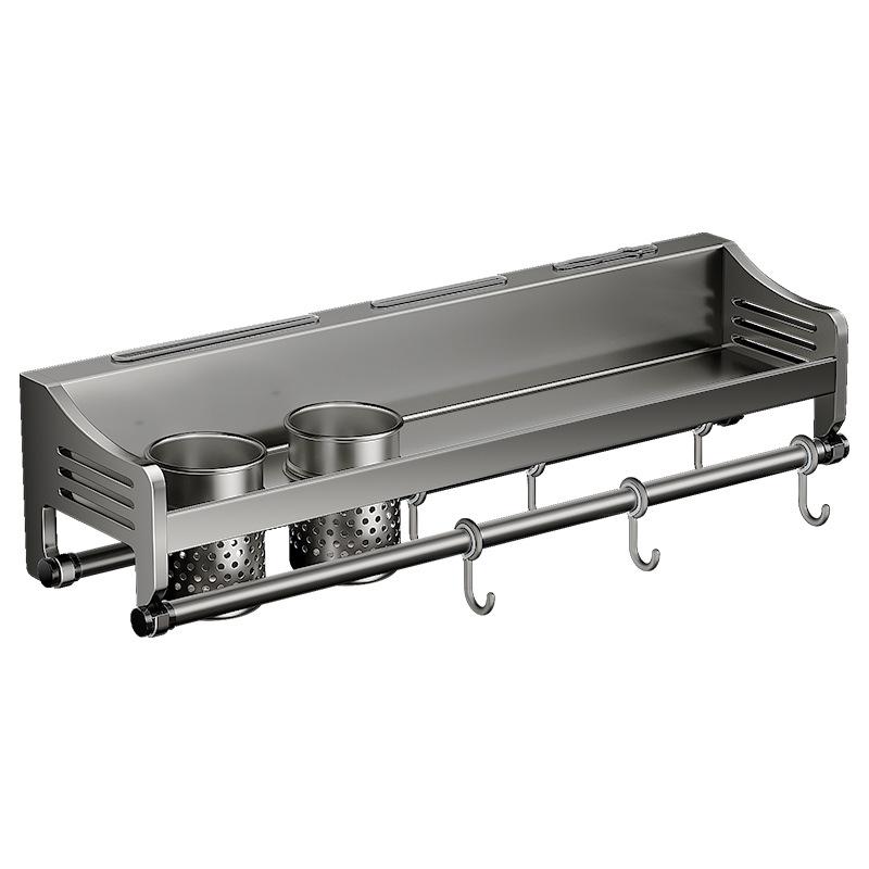 Wall-Mounted Stainless Steel Kitchen Storage Rack for Seasonings, Chopsticks, and Knives