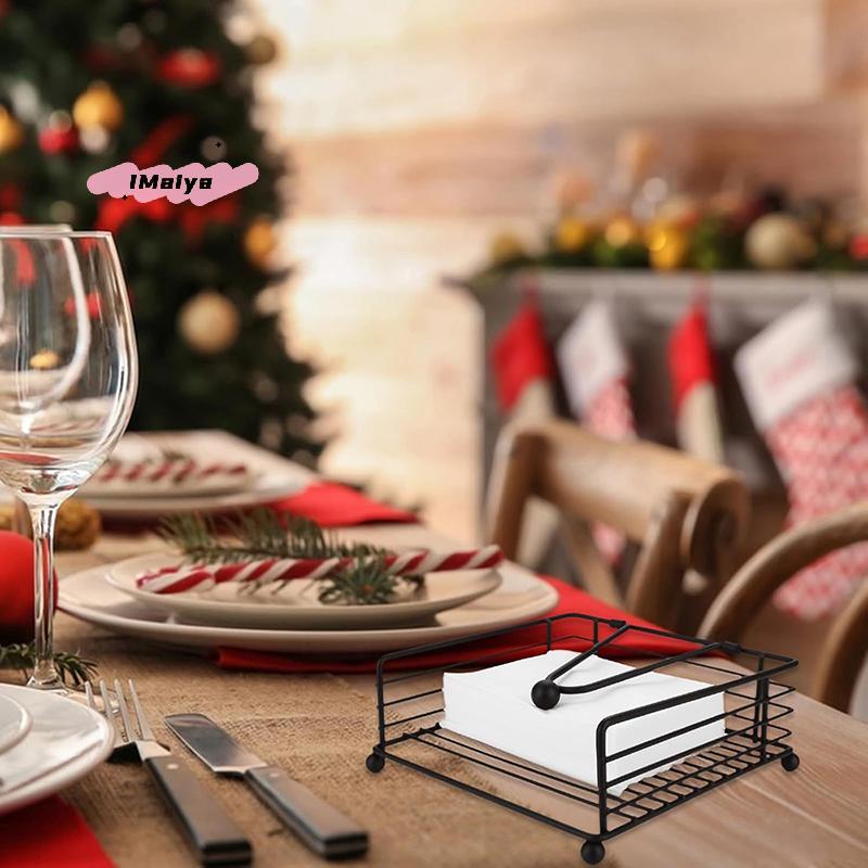 M-1Pc Rustic Metal Napkin Holder Square Paper Organizer For Kitchen Home Restaurant Cafes - Tabletop Decorative Napkin Holder
