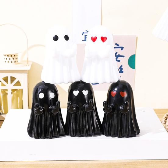 Ghost Phone Holder Cute Small Middle Finger Ghost Figurine Phone Stand Halloween Tabletop Pen Holder for Home Office Desktop Decoration