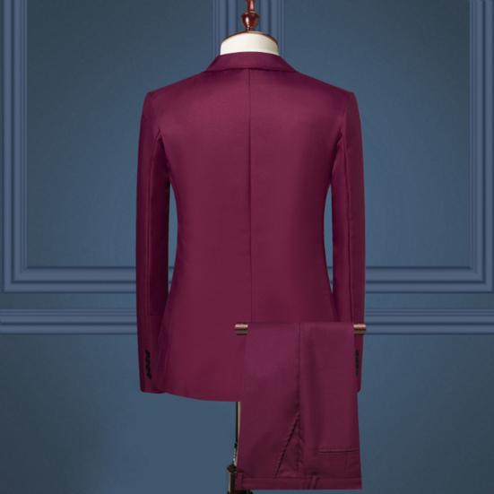 2ks/sada Muži Business Outfit Klopa Dlouhý rukáv Jednořadový oblek Kabát Jednobarevný oblek Kalhoty Set Slim Fit Workwear