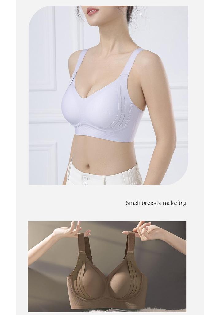 Plus Size Seamless Bra: Soft Support, Fixed Cup for Large Breasts, Anti-Gravity, Reduces Appearance, Gathers Underarm Fat.