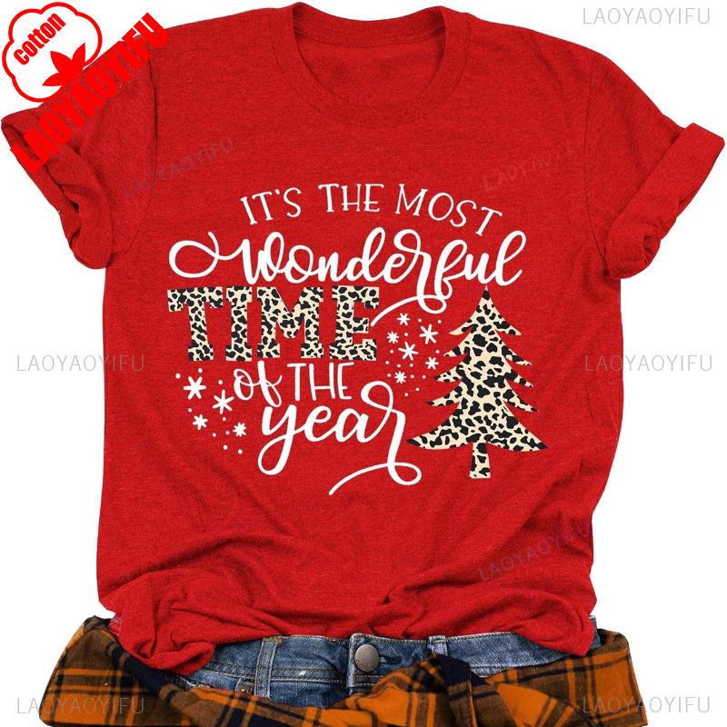 Womens Graphic Printed Short Sleeve Cotton Tshirt for Christmas Crew Neck Short Sleeve All Seasons Casual Fashion Soft Tees S