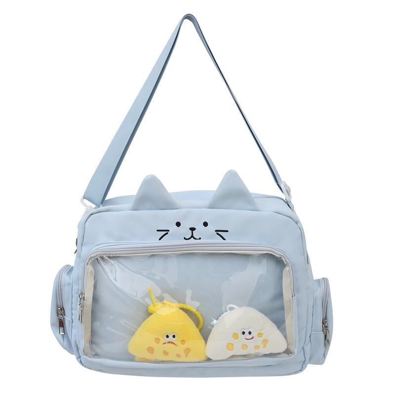 Студенческая сумка через плечо большой емкости с кошачьим принтом для девочек — фото 8