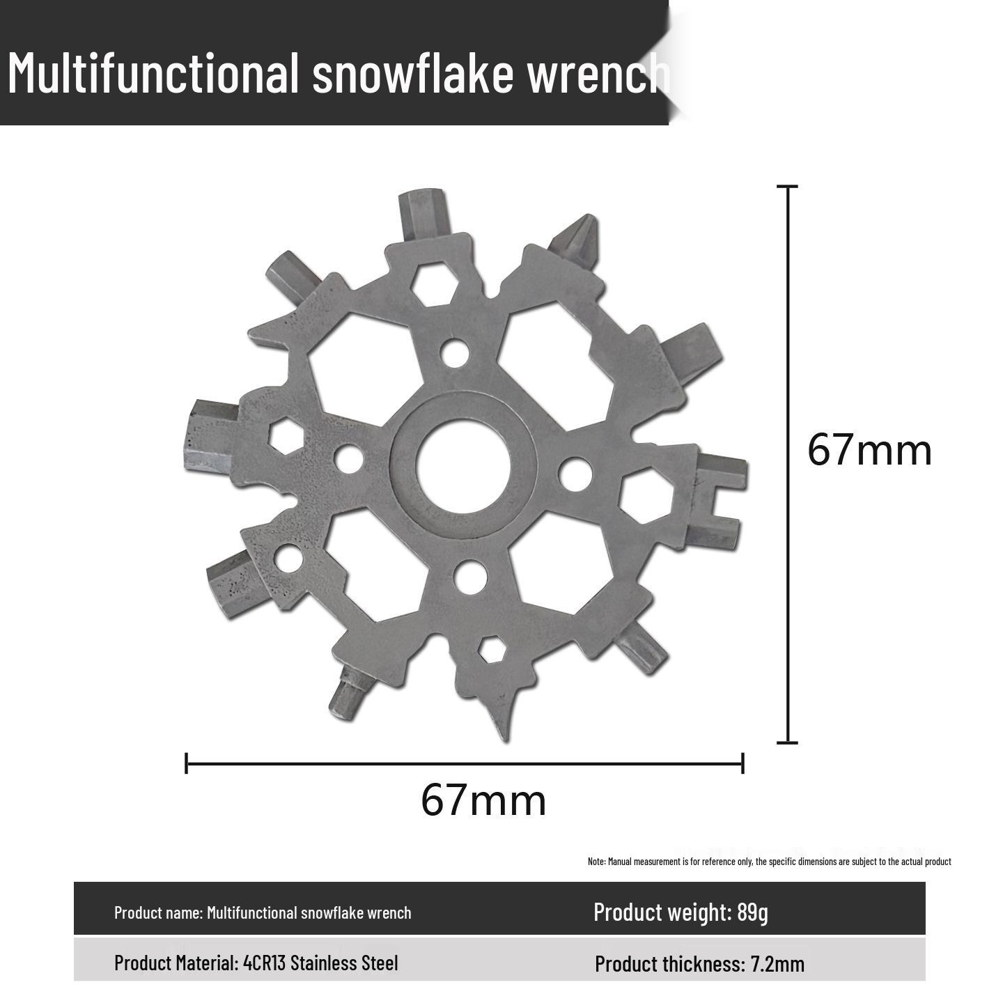 Snowflake Multi-Tool: Portable Universal Wrench & Screwdriver for Outdoor/Bike Use