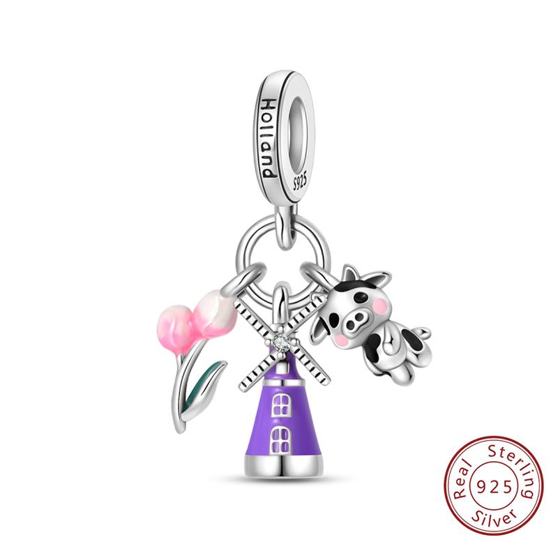 New Copper Charms Eiffel Tower Famous Scenic Spot Souvenirs Beads Fit Original Bracelets Fine Diy Jewelry Gifts