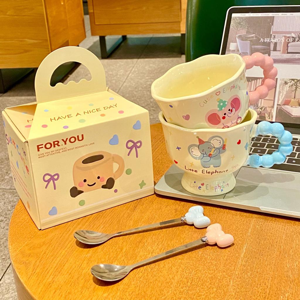 2025 Elephant Ceramic Cup High-Value Water Cup Couple Mug Birthday Gift For Boys And Girls