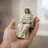 Jesus Resin Car Ornament Figurine Compact Sitting Design Handcrafted Jesus Statue Dashboard Table Shelf Home Office Decor