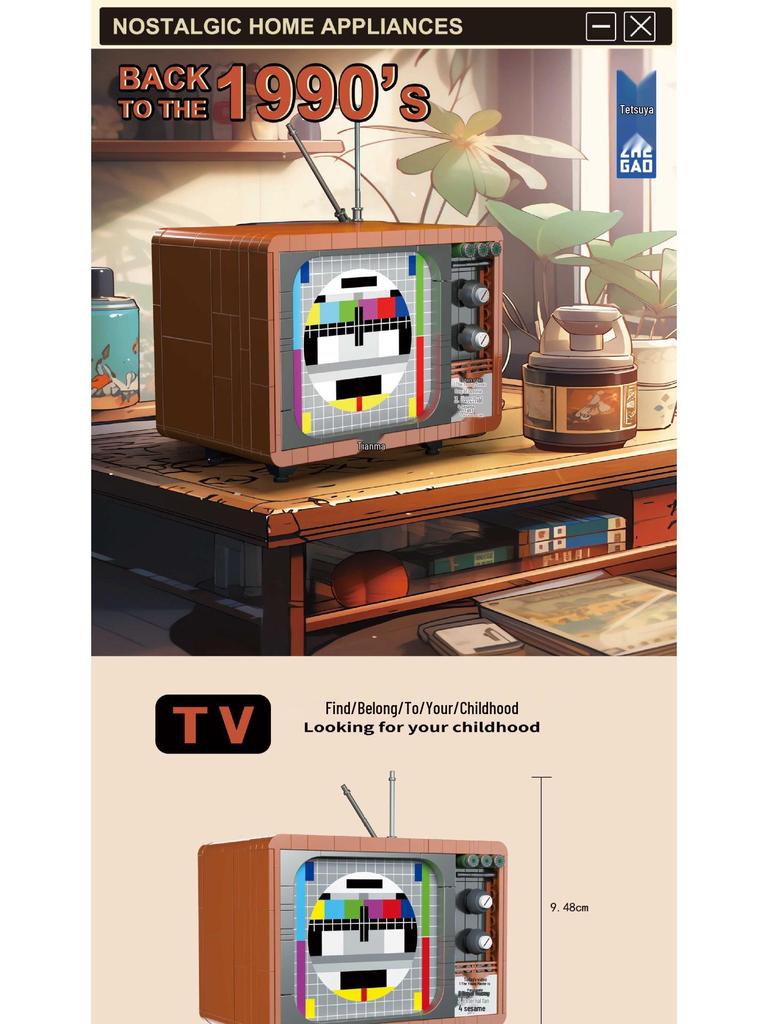 Retro TV & Fridge Building Block Set: Nostalgic Home Appliance Educational Toy Ornaments