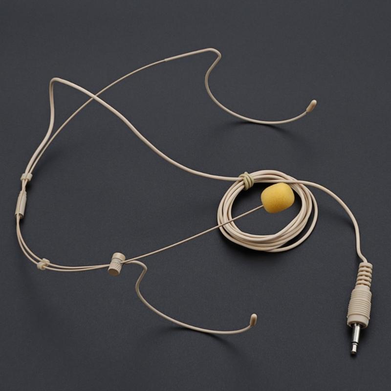3.5mm Thread Straight Plug Head Microphone Replacement Headset Headworn Microphone Double Earhook Headworn Mic Enduring