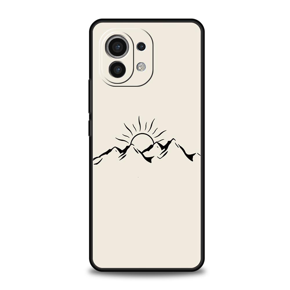 Phone Case For Xiaomi Mi 15 14 14T 13T 12T Pro 12 13 11 Lite 5G 11T X6 X5 Pro TPU Cover Line Mountain Scenery Sun Moon Couples