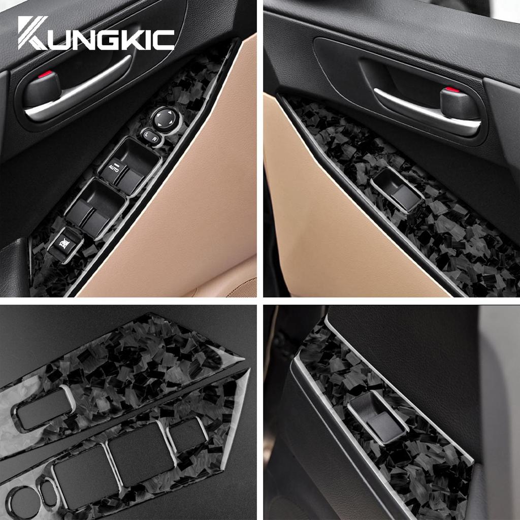 Echte Kohlefaser Auto Tür Fensterheber Schalter Knopf Panel Aufkleber für Mazda 3 2010 2011 2012 2013 Verkleidung Innenraum Zubehör