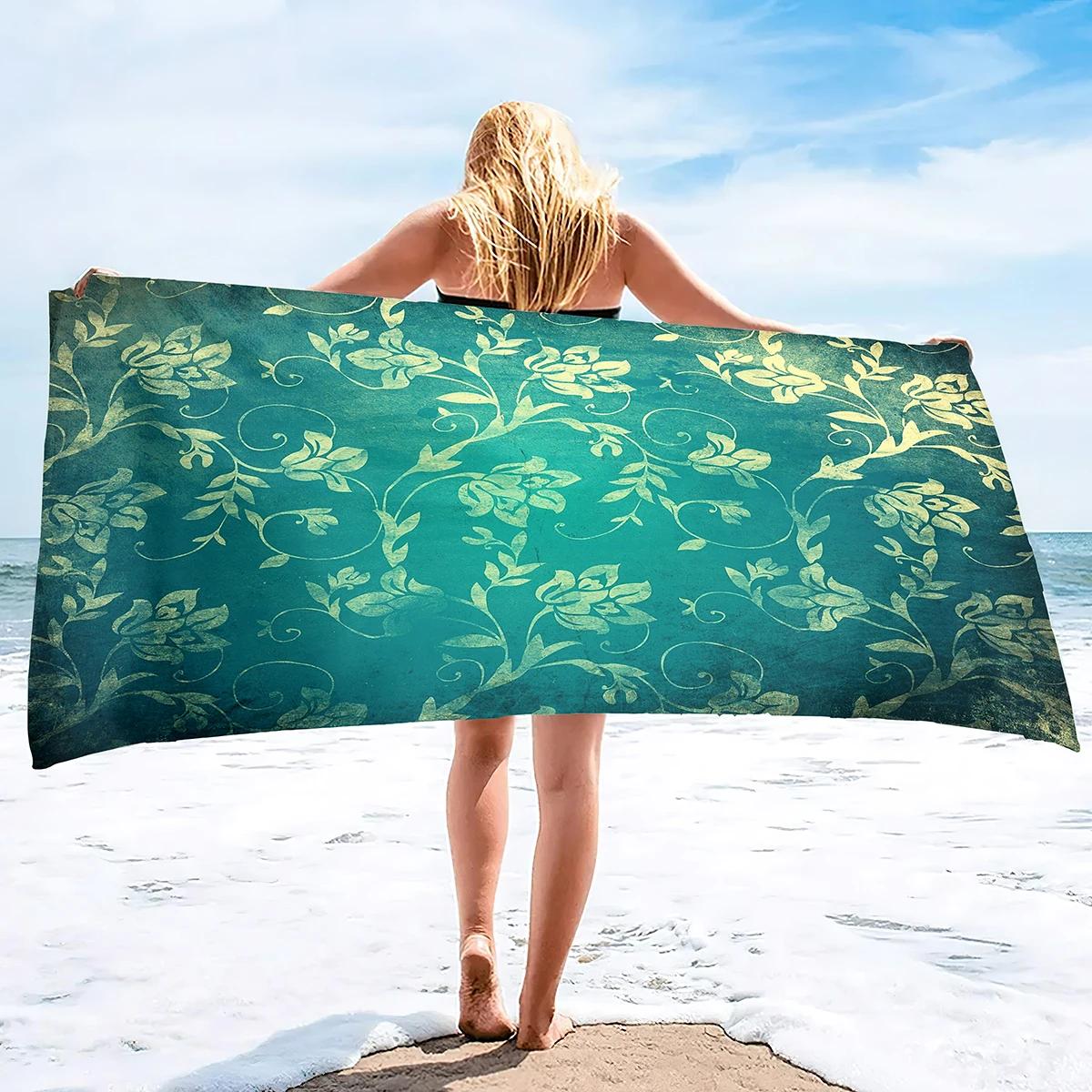 

Floral Print Pink Flower Beach Towel Absorbent Lightweight Sand Free Super Soft Fast Drying Swim Towels for The Sports Beach Gym W40*H60(CM)