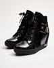 Antonio Gelo Wedge Boots 39 Black Leather