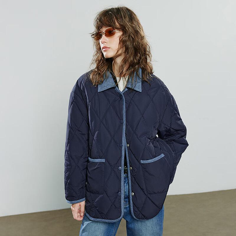 Chuyu Women's Color Block Diamond Padded Winter Coat