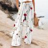 Women's  Casual Loose High Waist Cotton Linen Wide Leg Long Pants With Pockets