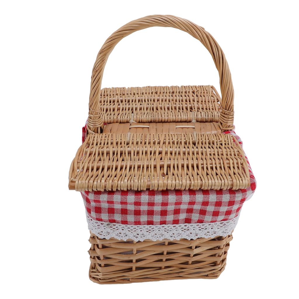 Picknickkorb mit Deckel Griff Abnehmbarer Einsatz Multifunktioneller Gartenkorb für Blumen Obst Gemüse