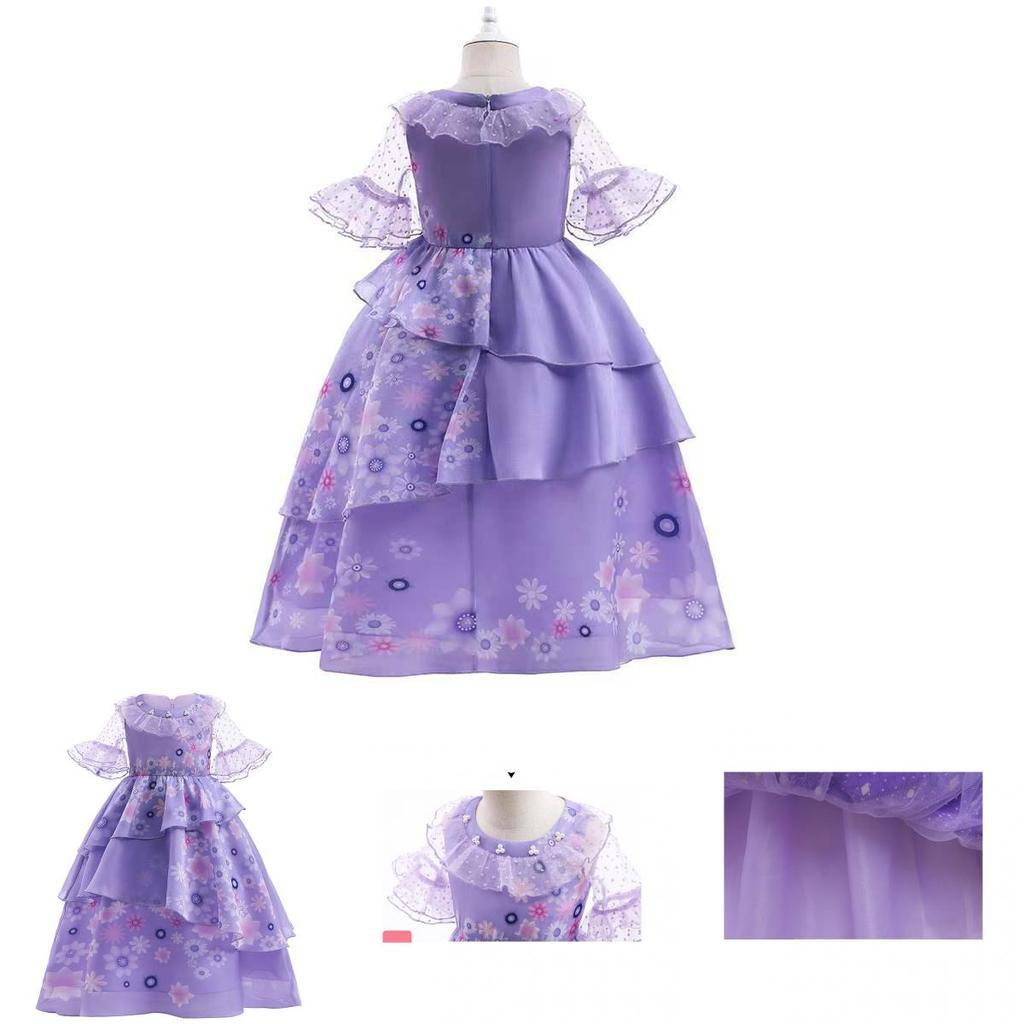 Encanto Isabela Kids Deluxe Puffy Yarn Princess Costume Perfect For Halloween Carnivals And Fancy Dress Parties!