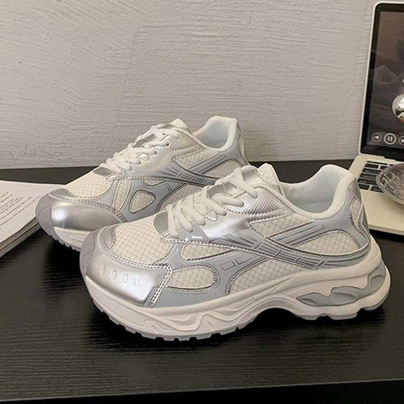 Fashion Spring Autumn Breathable Mesh Sneakers Women Mix Color Lace Up Sports Shoes Woman Wear Resistant Platform Casual Shoes Mujer
