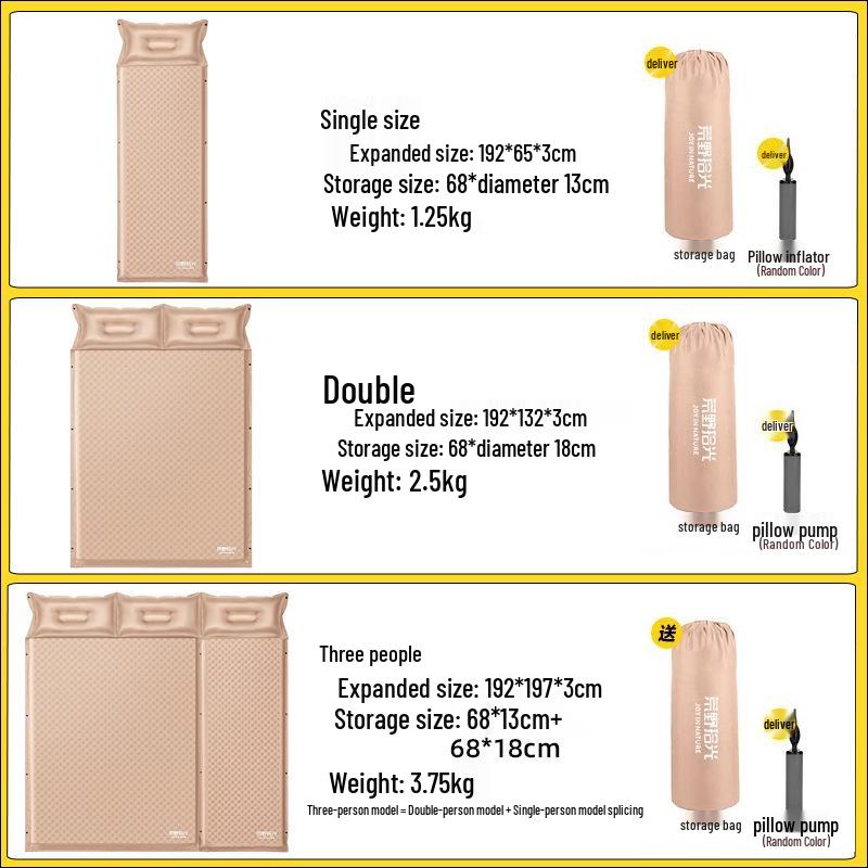 

Надувной матрас для кемпинга на открытом воздухе: Влагозащитный, Утолщенный, Портативный Напольный Коврик для Палатки Single Bed + 1 Pillow