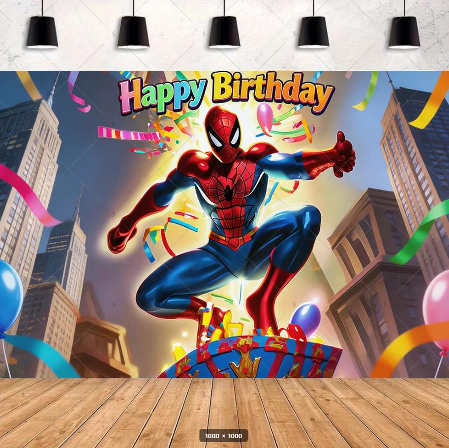 Customizable Spider-Man Iron Man Hulk Theme Children's Birthday Party Decoration Background Baby Shower Layout Props Room Poster