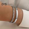2 Pcs/Set Women Bracelet Set Rhinestone Decor Luster Electroplated Alloy Daily Dating Party Bangle Lady Wrist Jewelry