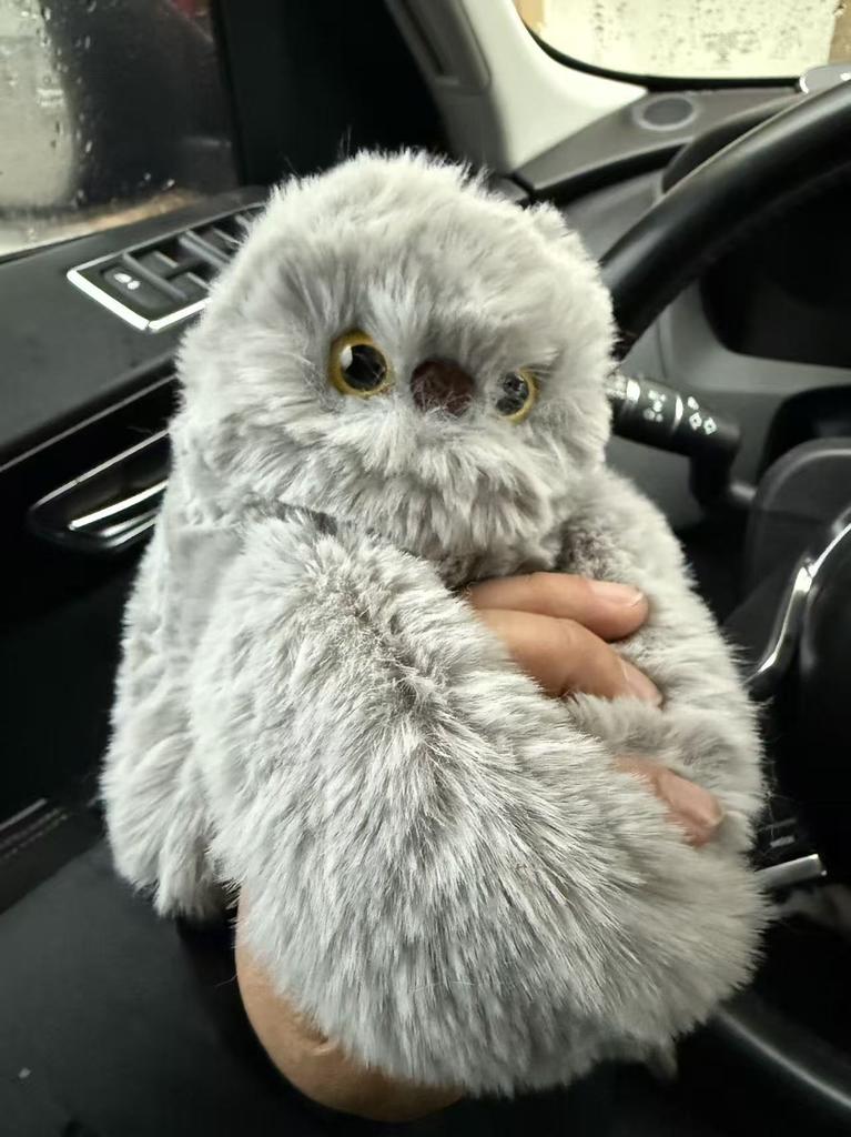 Interactive Shy Owl Plush Toy Singing Head Turning Stuffed Animal Cute Pendant Gift for Kids