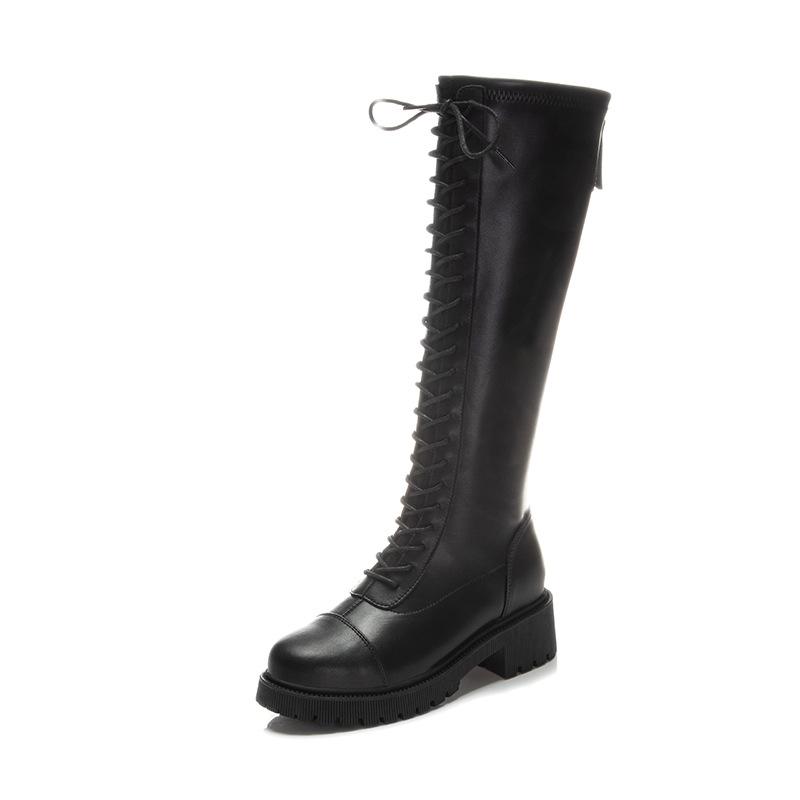 Knight boots women's autumn and winter new high tube casual leather boots women's thick heel velvet shoes children