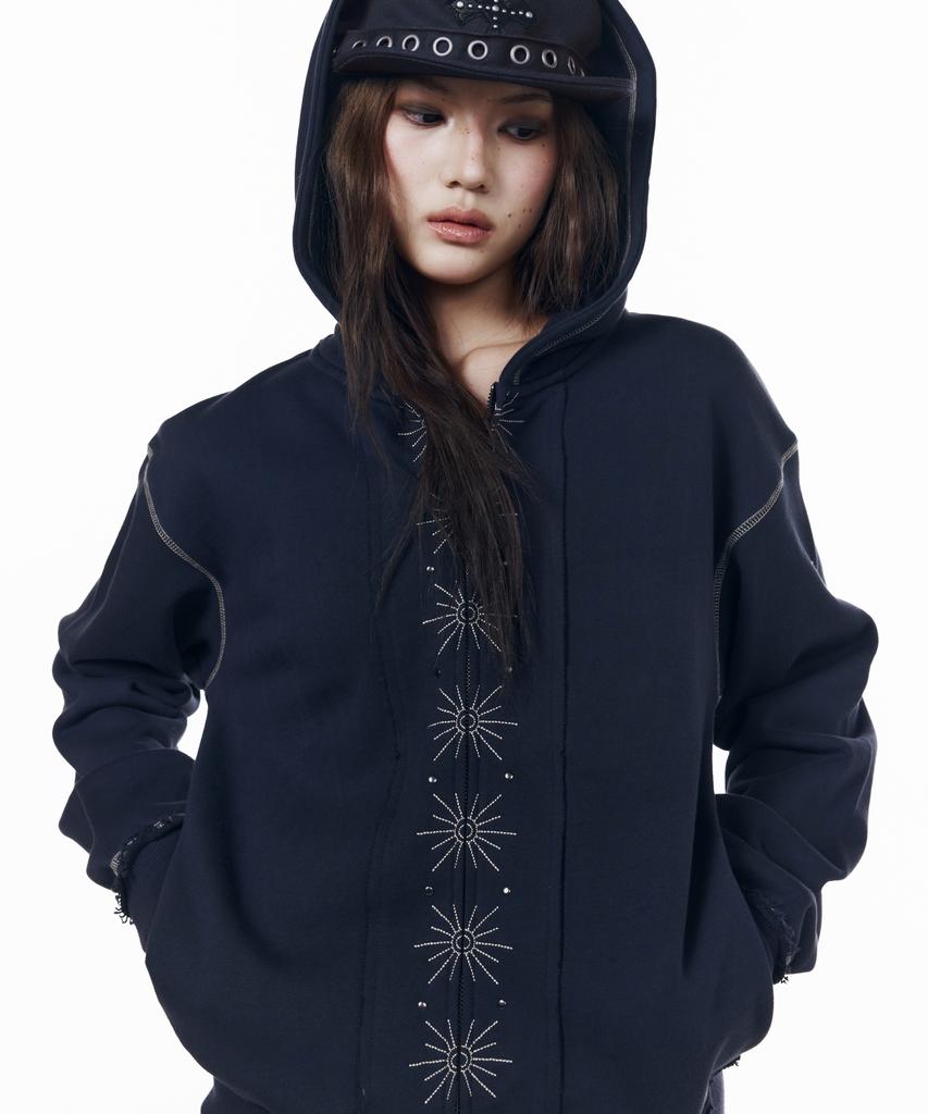 Aakam Starburst Zip-Up Hoodie (Navy)