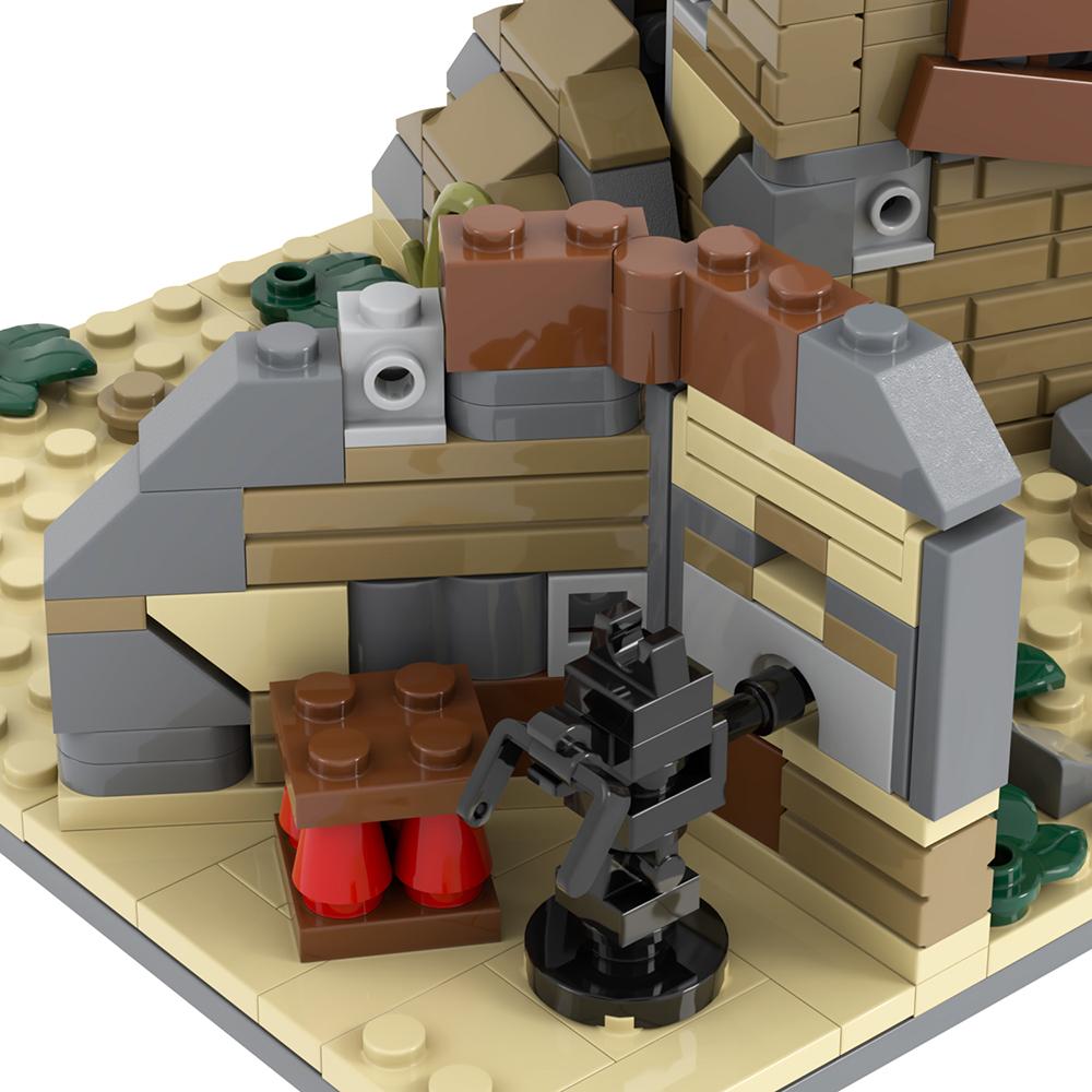 WW2 Serie Militärisches Schlachtfeld Ruinen Kriegsbezogene Bausteine Blockhaus Modell Spielzeug Mittelalterliches Geschenk für Kinder Erwachsene DIY MOC