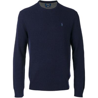 Polo Ralph Lauren Maglione Pullover Girocollo Maniche Lunghe Tinta Unita Uomo maglione Blu 710667378-004
