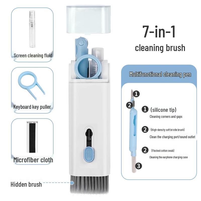 Mehrzweck-Reinigungswerkzeug: Bürste mit weichen Borsten für Tastaturen, Computer, Telefone und Kopfhörer - 7-in-1 Staubentferner