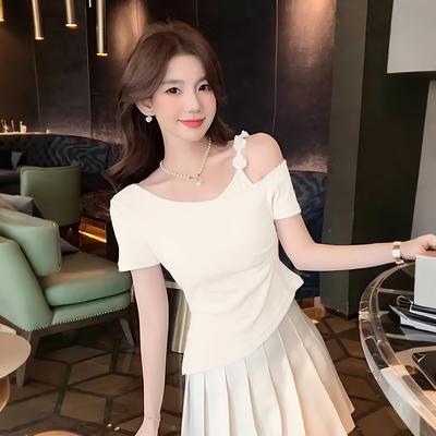 Summer Fashion Off Shoulder Tops Women Plus Size Short Sleeve Tshirt