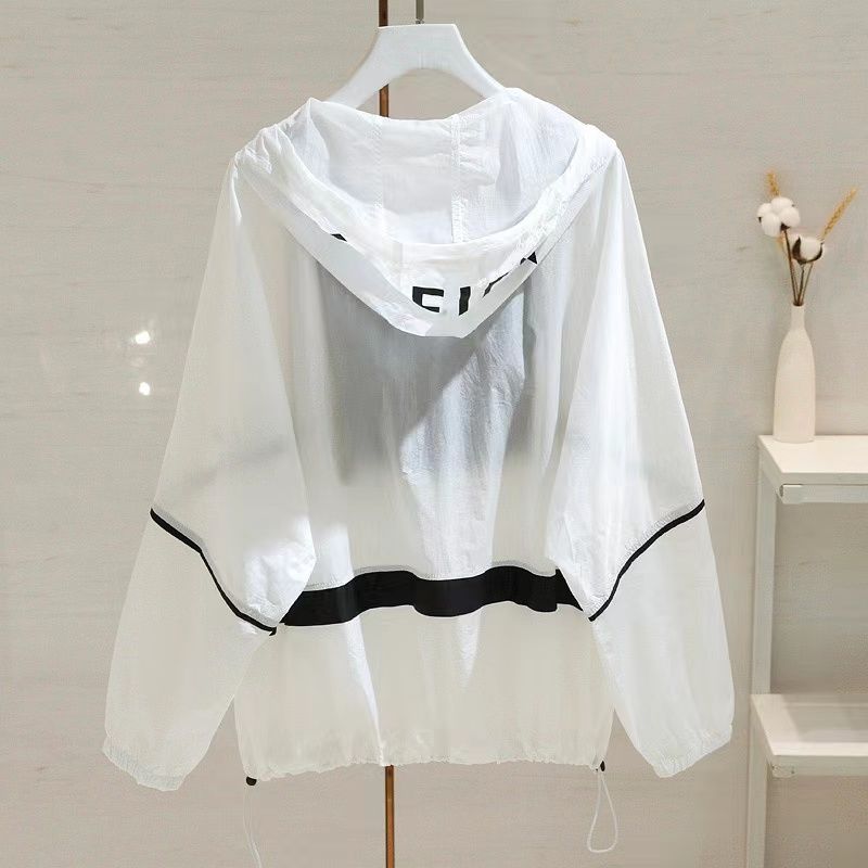 Mode Sommer Sonnencreme Hoodie Damen Locker Bedruckt UV-Schutz Jacke Lässig Sonne mit Kapuze