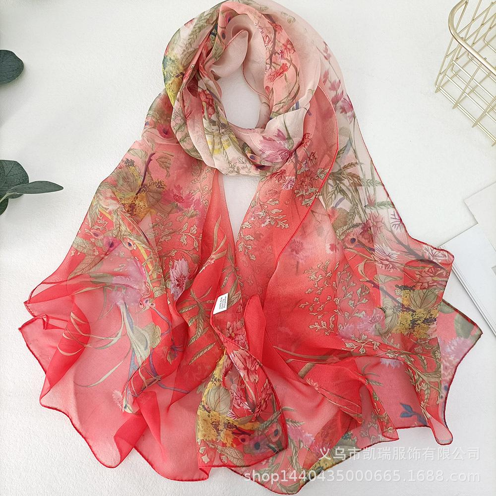 Summer Scarf Scarf for Women Pastoral Decoration Thin Georgette Fragrant Grass Long Spring and Autumn Versatile Sun Protection Shawl