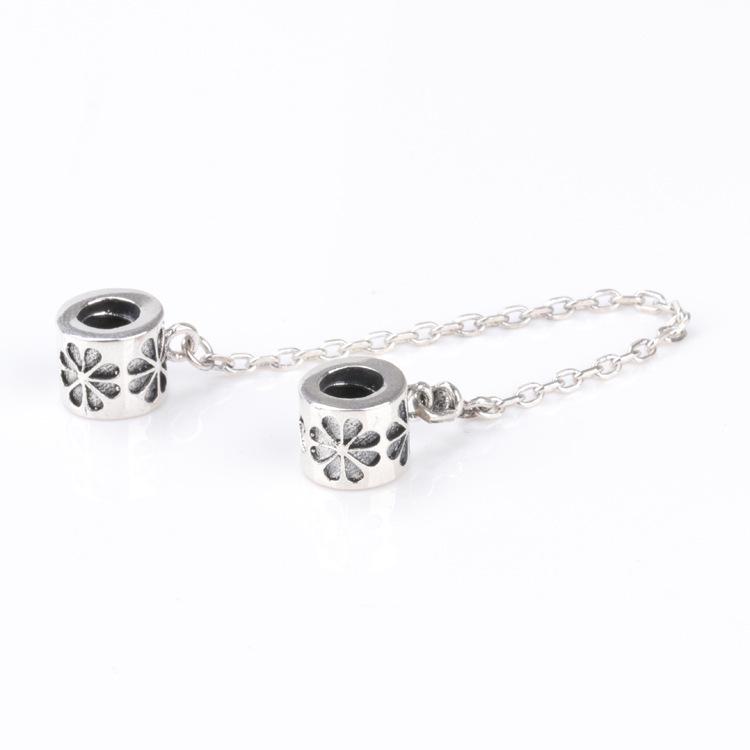 Pan Jia European American Fashion Daisy Safety Chain Bracelet Accessory White Copper