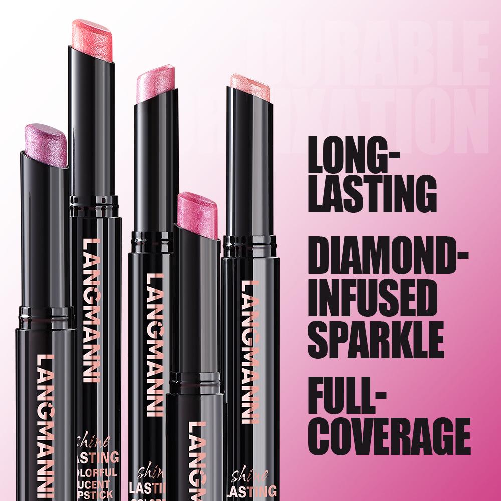 Pearlescent Lipstick,Silky Fine Glitter Lipstick Non-stick Cup Long-lasting Moisturizing Lipstick Non-fading Glitter Lipstick 10 Colors